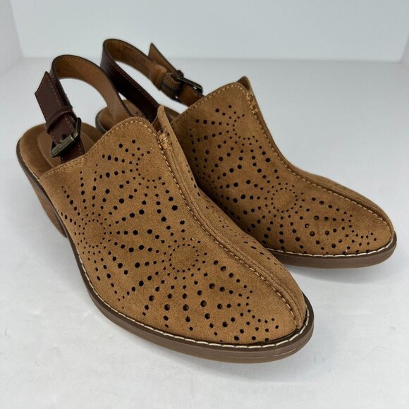 Soft Eurosoft WomensTulip Sling Brown Vegan Block Heel Slingback Size 7 M Mules - Picture 2 of 10